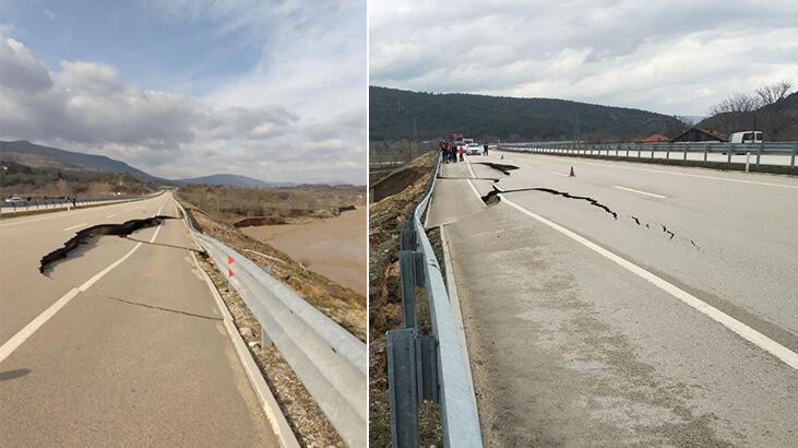 Kastamonu-Karabük yolunda çökme meydana geldi