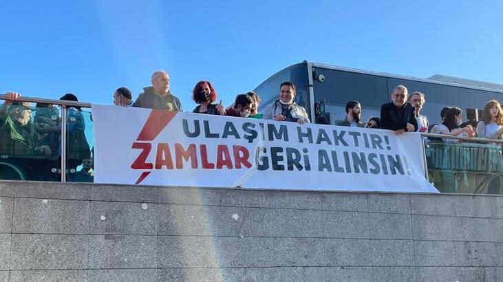 Mecidiyeköy’de ulaşım zammı protesto edildi