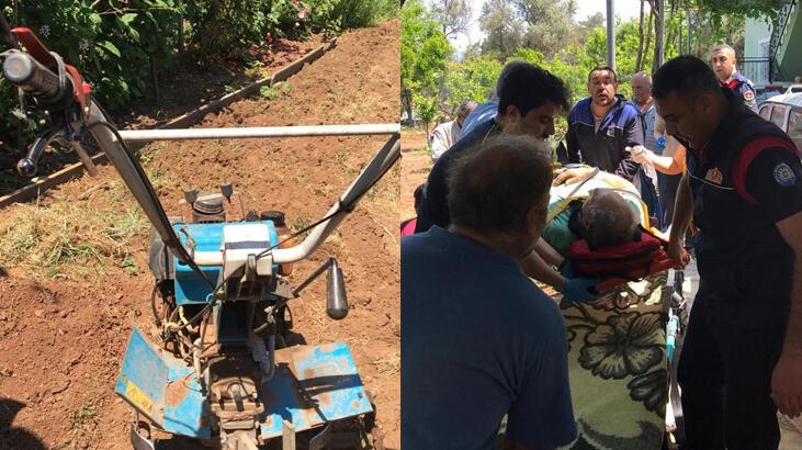 Korku dolu anlar! Ayağını çapa makinesine kaptırdı