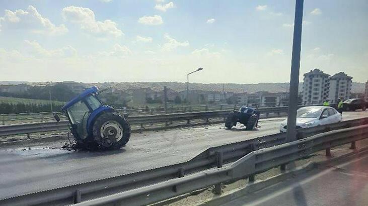 Eskişehir’de zincirleme kaza! Traktör ikiye bölündü