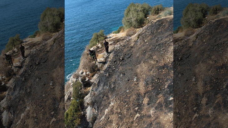 Kuşadası’nda makilik alanda çıkan yangın büyümeden söndürüldü