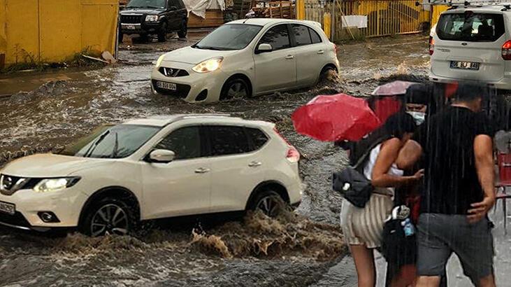 SON DAKİKA: Meteoroloji ‘sarı’ alarm vermişti! Kentte araçlar suya gömüldü