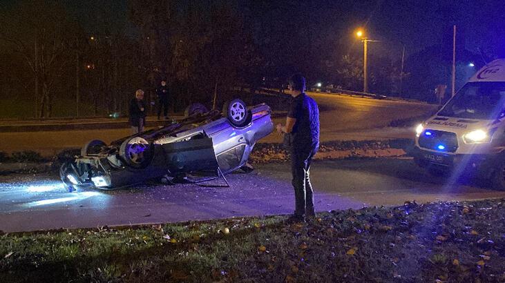 ‘Dur’ ihtarına uymayan otomobilin alkollü sürücüsü kaza yaptı