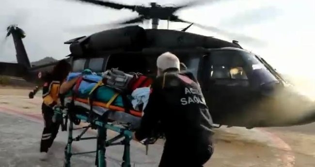 Kalp krizi geçiren hasta için Sikorsky havalandı