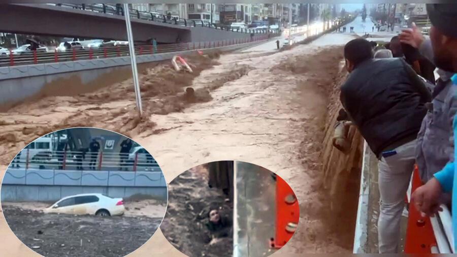 4 kişinin hayatını kaybettiği köprülü kavşakta sel anı kameraya yansıdı