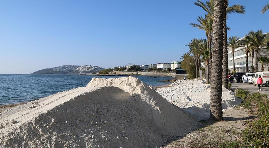 Bodrum’da sahile beyaz kum döken otelin çalışması durduruldu