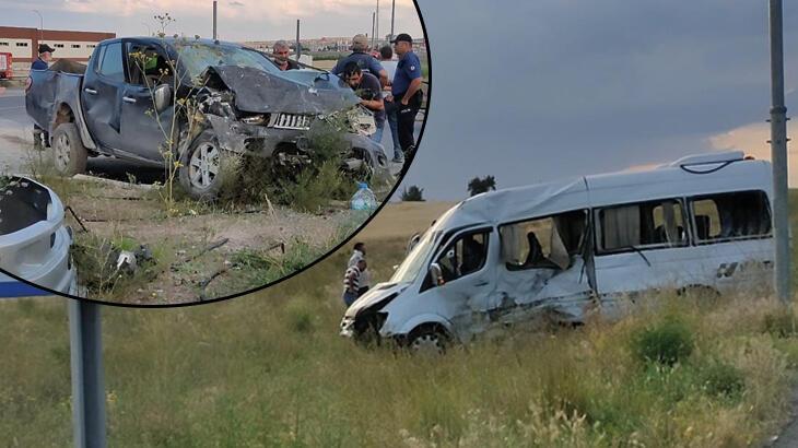 Kayseri’de feci kaza! Servis minibüsü ile kamyonet çarpıştı: 21 yaralı