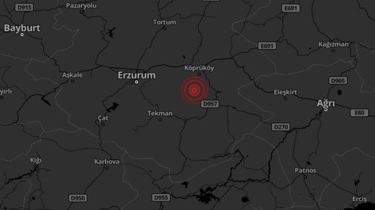 Erzurum’da 4 büyüklüğünde korkutan deprem