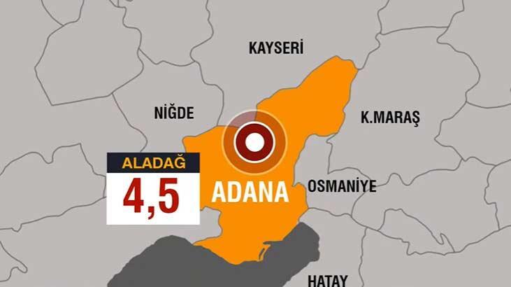 Adana’da 4.5 büyüklüğünde deprem