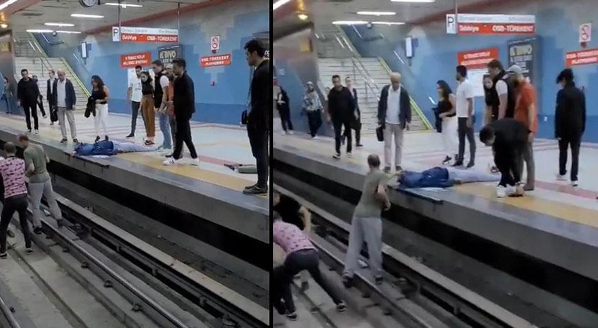 Ankara’da korku dolu anlar! 61 yaşındaki kadın metro raylarına düştü