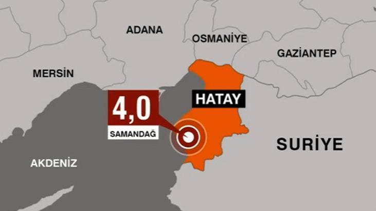 Hatay’da saat 10.58’de 4 büyüklüğünde deprem