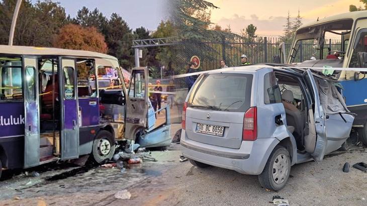 Ankara’da feci kaza! Otomobil ile minibüs çarpıştı: 1 ölü, 14 yaralı