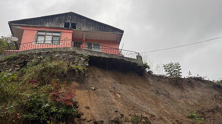 Rize’de heyelan! 2 katlı evde yıkılma tehlikesi